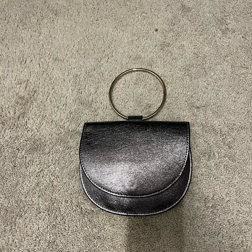 Trouvé Sleek silver Metallic Wristlet Clutch